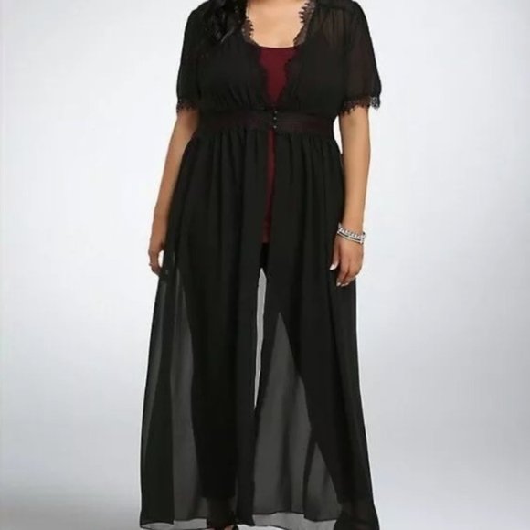 torrid Other - Torrid Black Sheer Lace Accented Short Sleeve Cover-Up Size 3